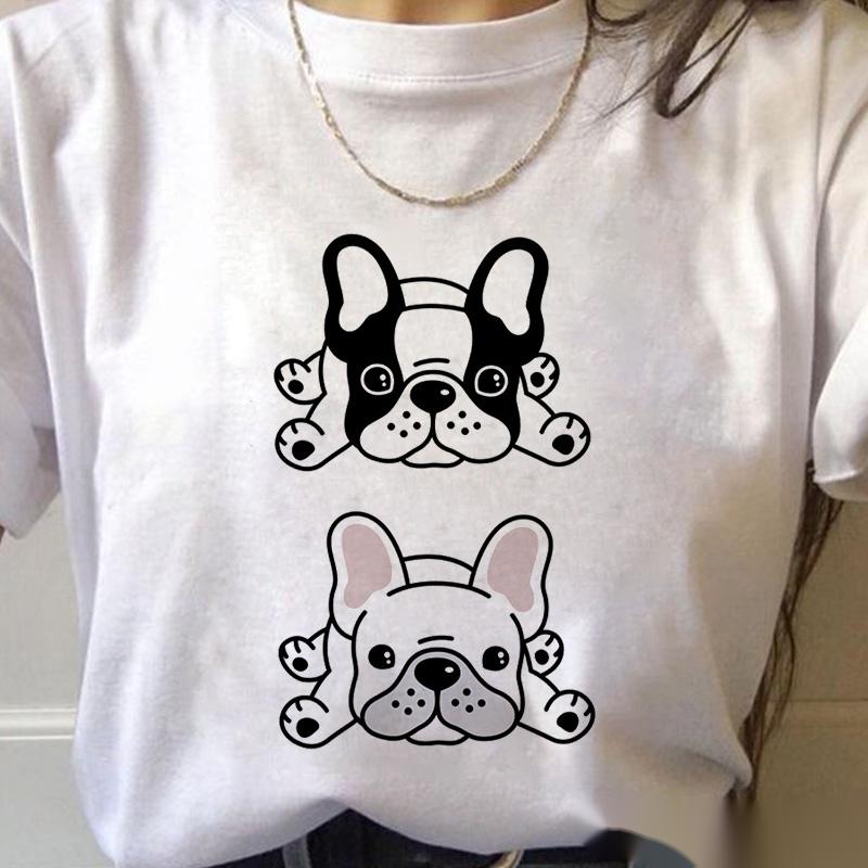 Title 4, T-shirt col rond femme, imprimé Love bouledogue...