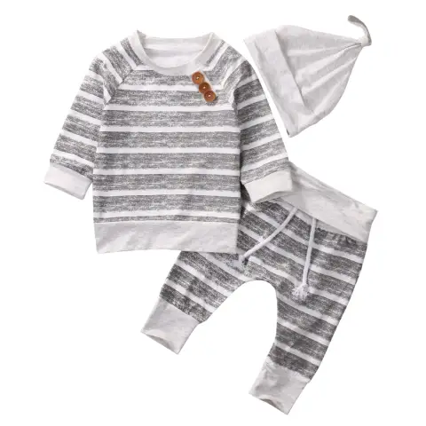 Baby Stripe Suit with White Hat Three-piece
