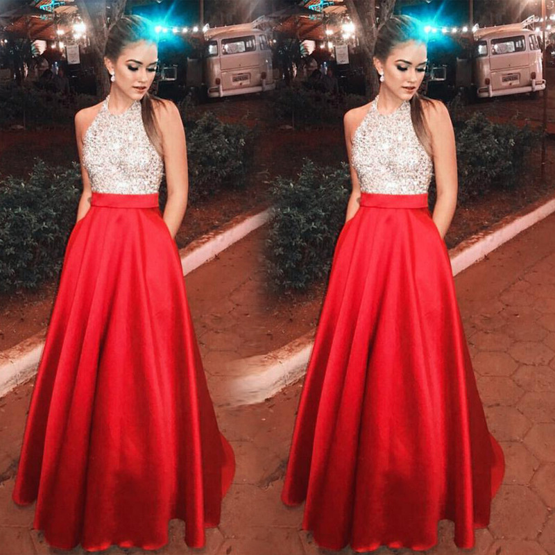 Sexy Sleeveless Halter Waist Dress