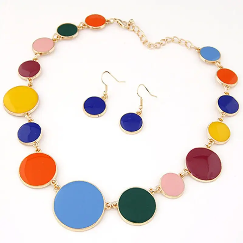 Round necklace earrings set