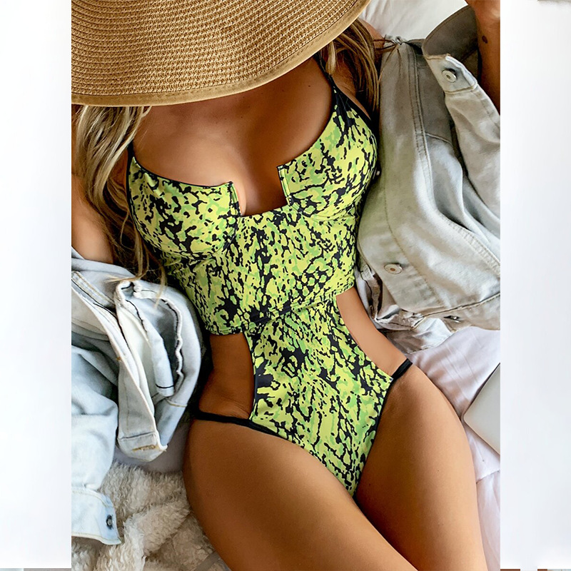 Women's Snakeskin Print One Piece Swimsuit - Image 4