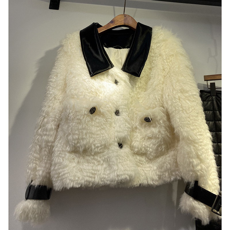 One sheep roll fur grass