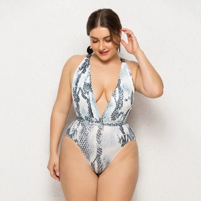 Vintage print cover belly deep V backless Snake Pattern - Shop at LoveMi