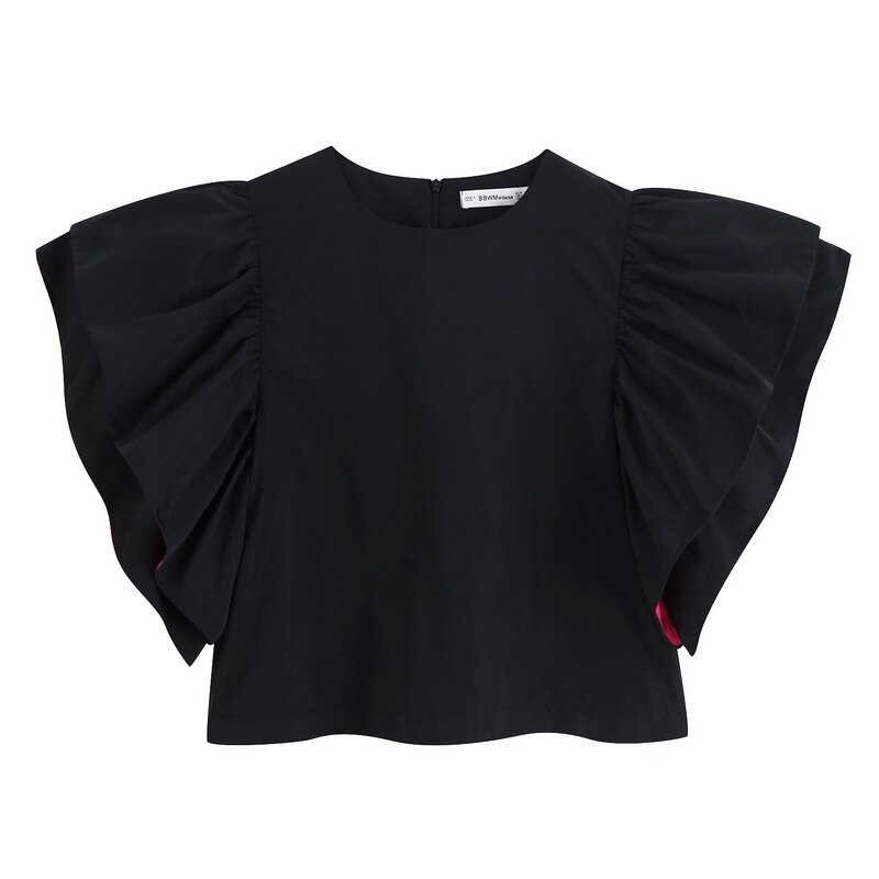 Puff sleeves round neck shirt