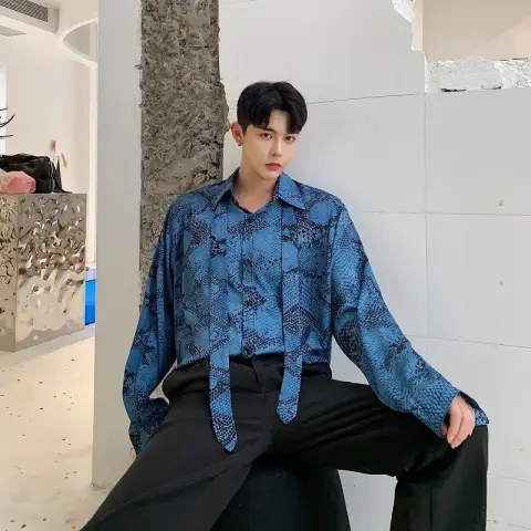 Blue Handsome Long Sleeve Shirt