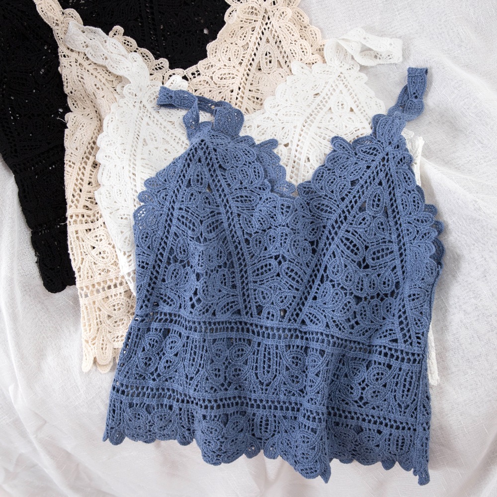 Hollow lace outer knit vest