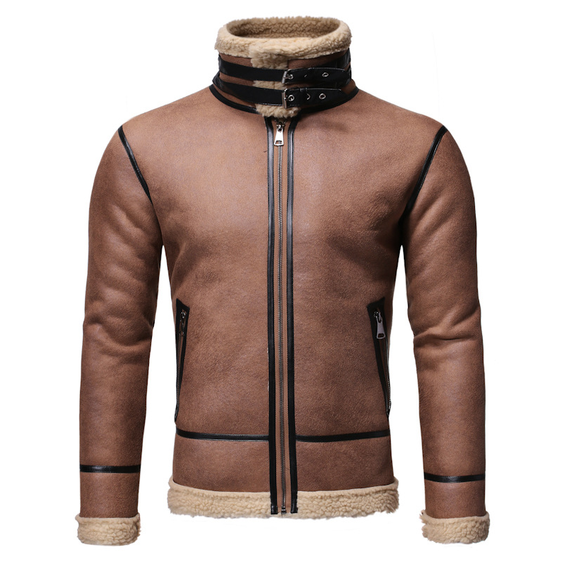 Biker jacket men's leather coat