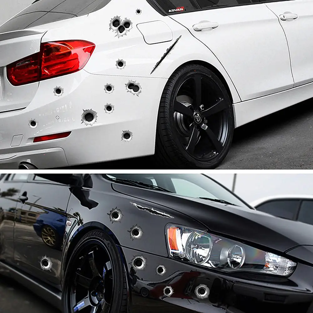 Car Scratch Simulation Bullet Hole Crack Sticker