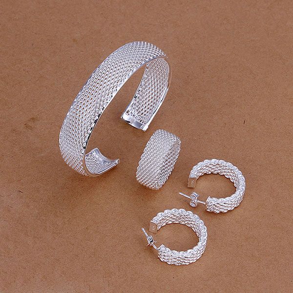 Bracelet ring earrings three piece set