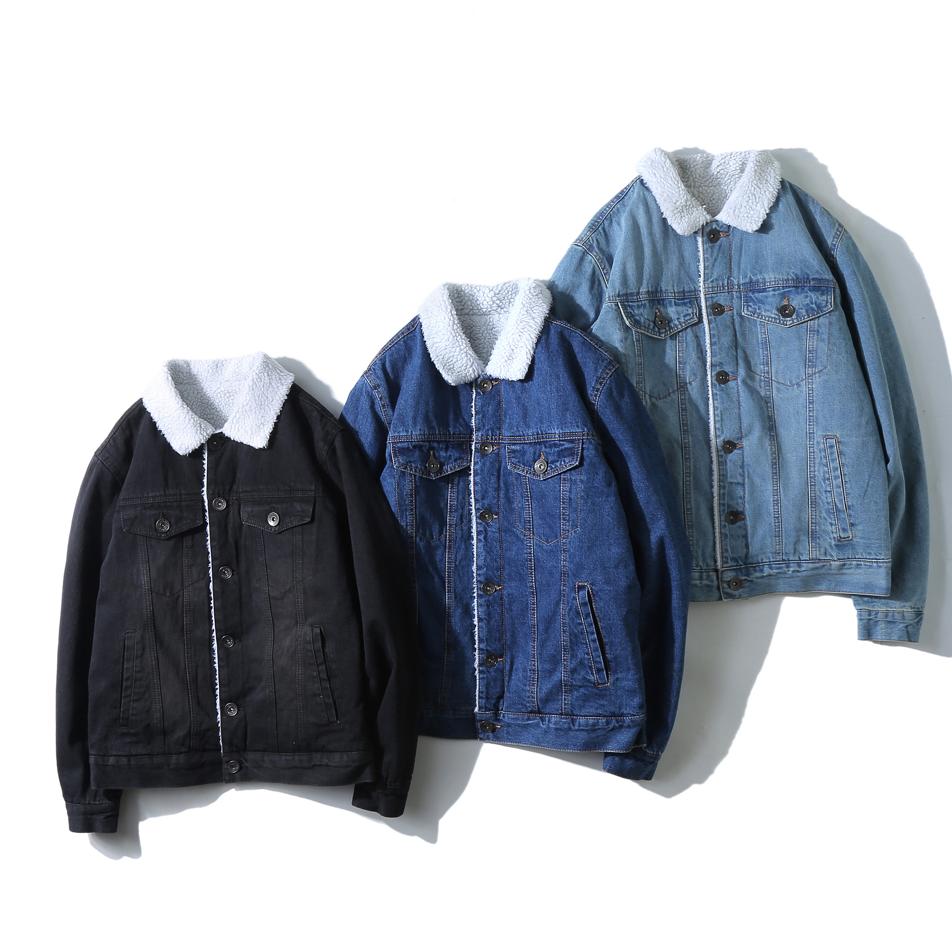 Lamb wool lapel loose casual warm jacket