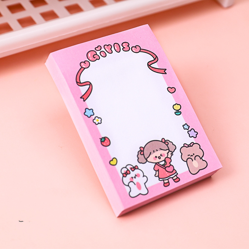 Cartoon Doodle Girl Post-it Notes Girly Heart stationary cute office supplies - Picture 8 of 10