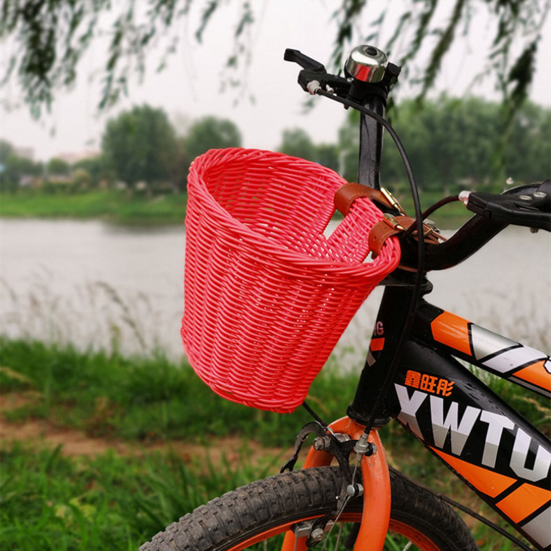 Wicker Bicycle Handlebar Imitated Rattan Basket Multicolor (21cm x 21cm x 16cm C - Picture 5 of 6