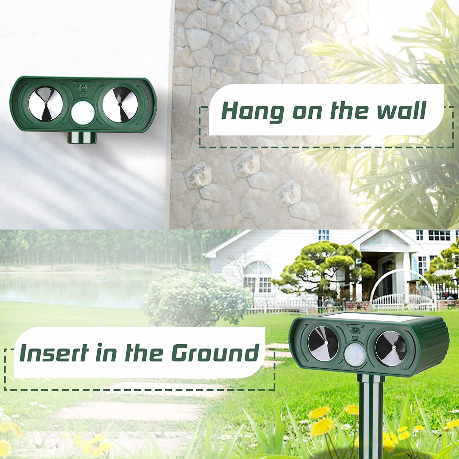 1x Ultrasonic Solar Cat Dog Repellent Fox Pest Scarer Deterrent Repeller Garden — image 12