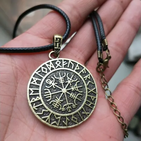 Nordic Symbol Viking Rune Ring Amulet Pendant Necklace