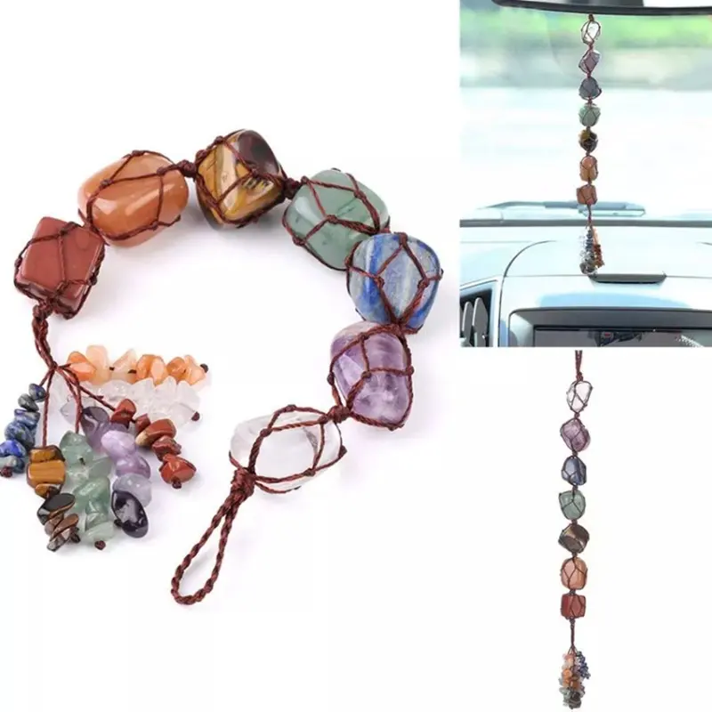 Natural Stone 7 Chakra Irregular Car Pendant
