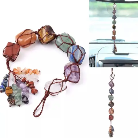 Natural Stone 7 Chakra Irregular Car Pendant