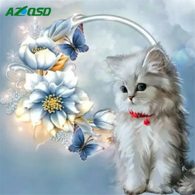 Diamond embroidery cat diamond painting Round Drill - Shop at LoveMi