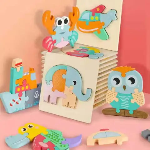 Cartoon Three Dimensional Animal Puzzle
