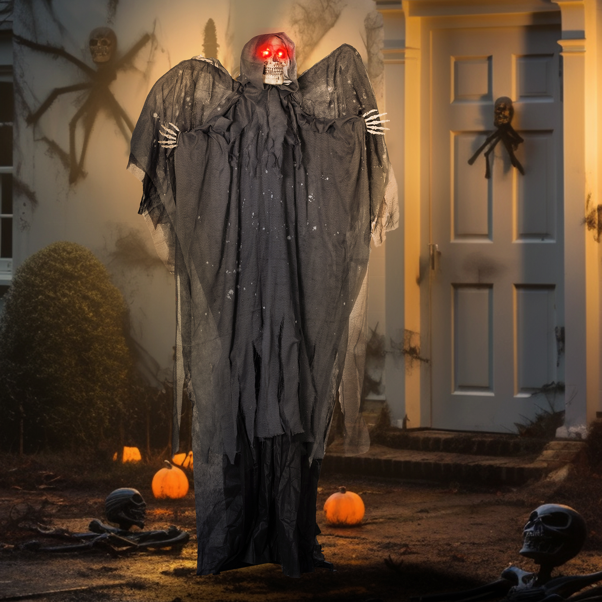 6.3 grim reaper halloween mechanical doll, with glowing eyes