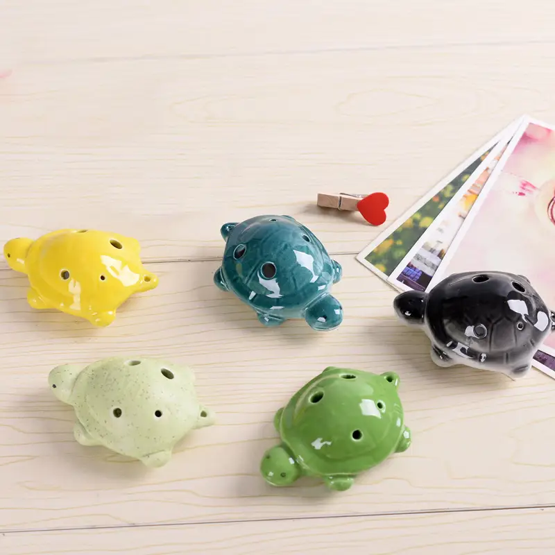 Cartoon 6-hole pottery flute 6-hole Mini porcelain flute color small pottery Cuan small turtle flute