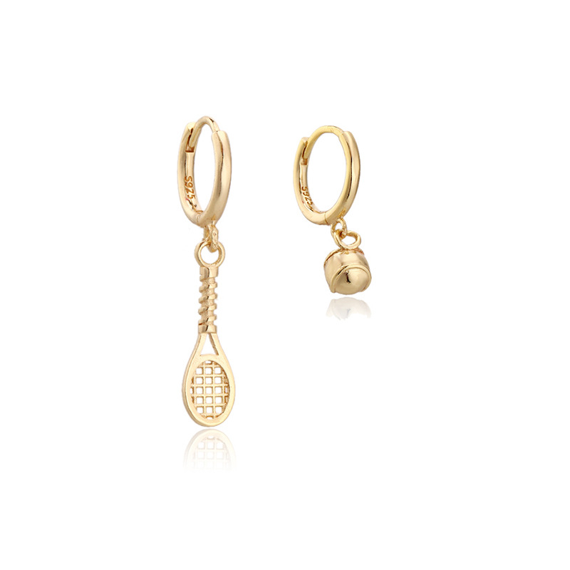 Title 3, Creative Female Tennis And Racket Pendant Earrings