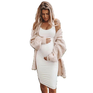 Sleeveless round neck maternity dress