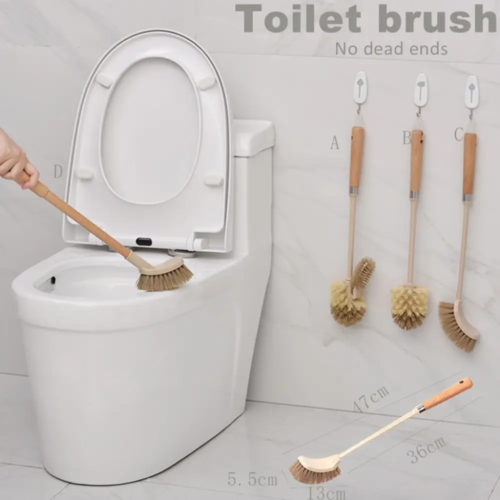 Wooden Household Handle Toilet Brush Cleaning Tools Bathroom Kitchen