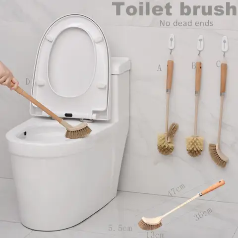 Wooden Household Handle Toilet Brush Cleaning Tools Bathroom Kitchen