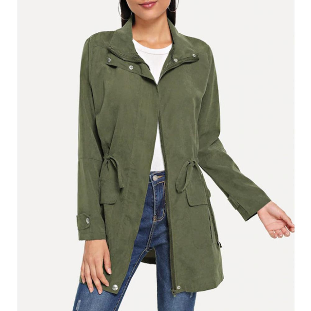 Solid color trench coat Army Green - Shop at LoveMi
