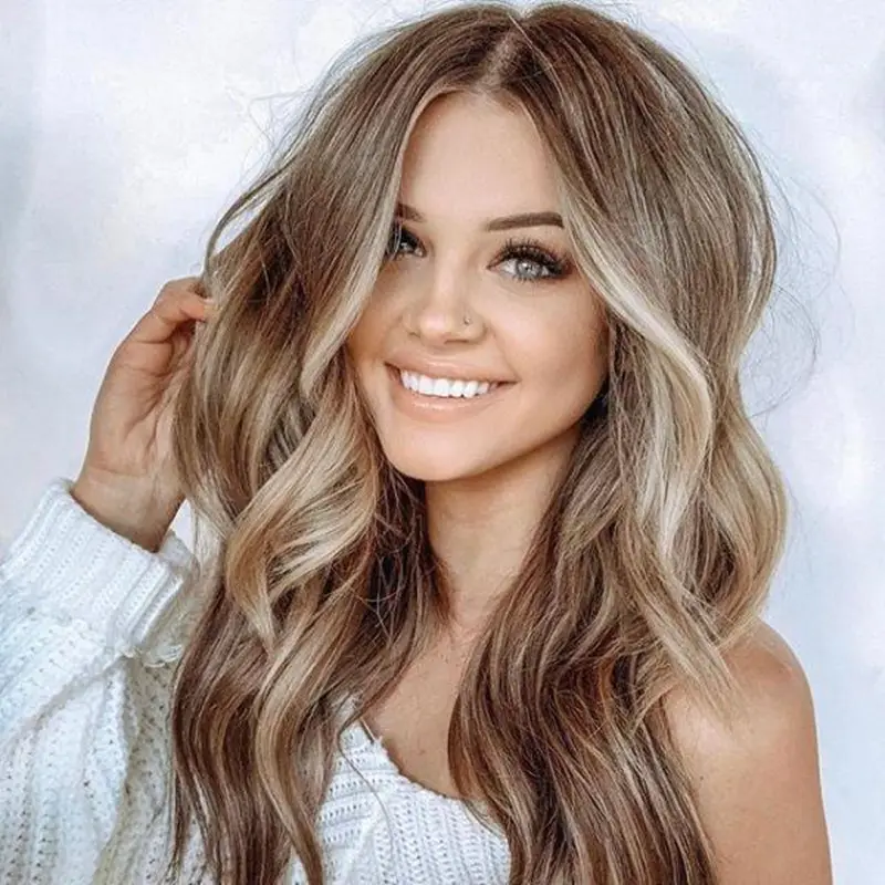 Female Wig Dyed with Long Curly Hair