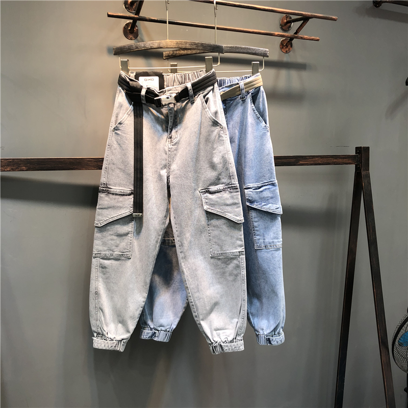 Pakaian wanita Eropa longgar musim semi dan musim gugur versi Korea baru adalah kaki balok tipis kasual liar celana alat pasang