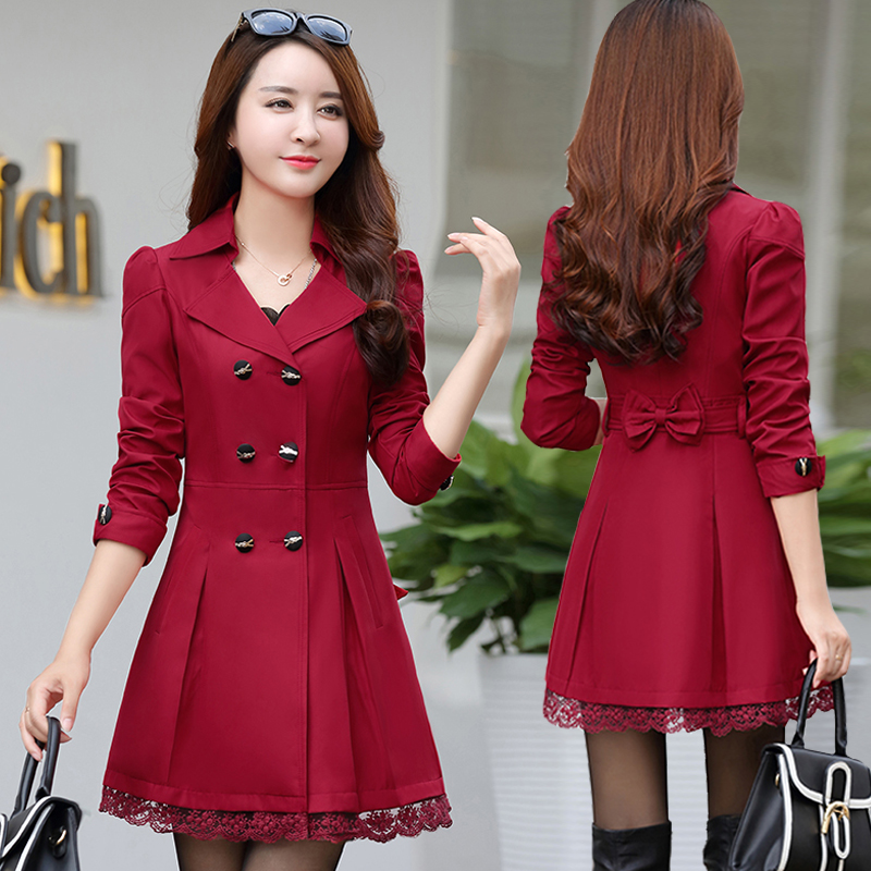 Slim-fit double-breasted trench coat coat