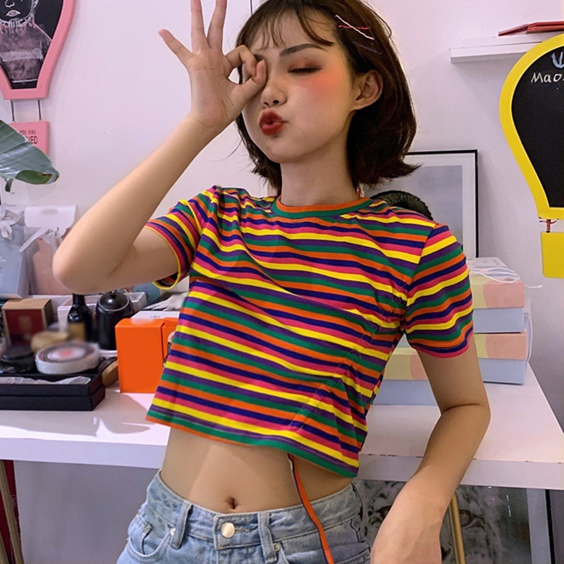 Striped cropped t-shirt