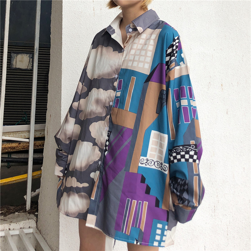 Street contrast digital casual shirt