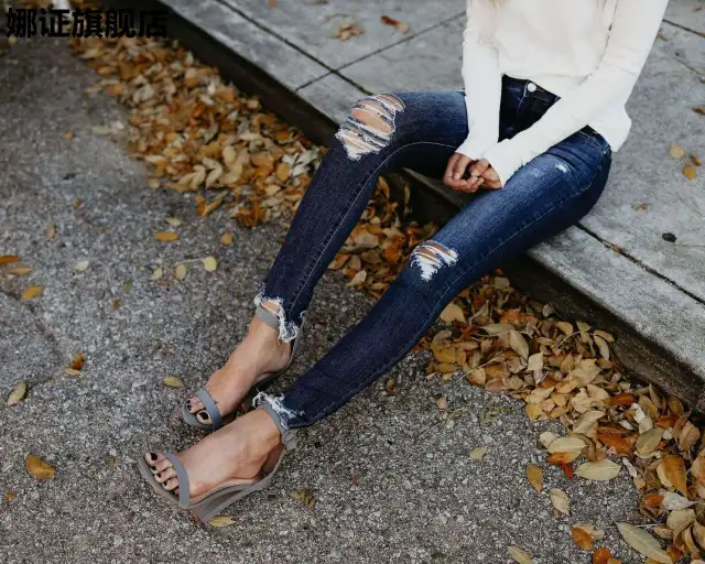 Women's fashion pants Slim Leggings female trousers Blue - Shop at LoveMi