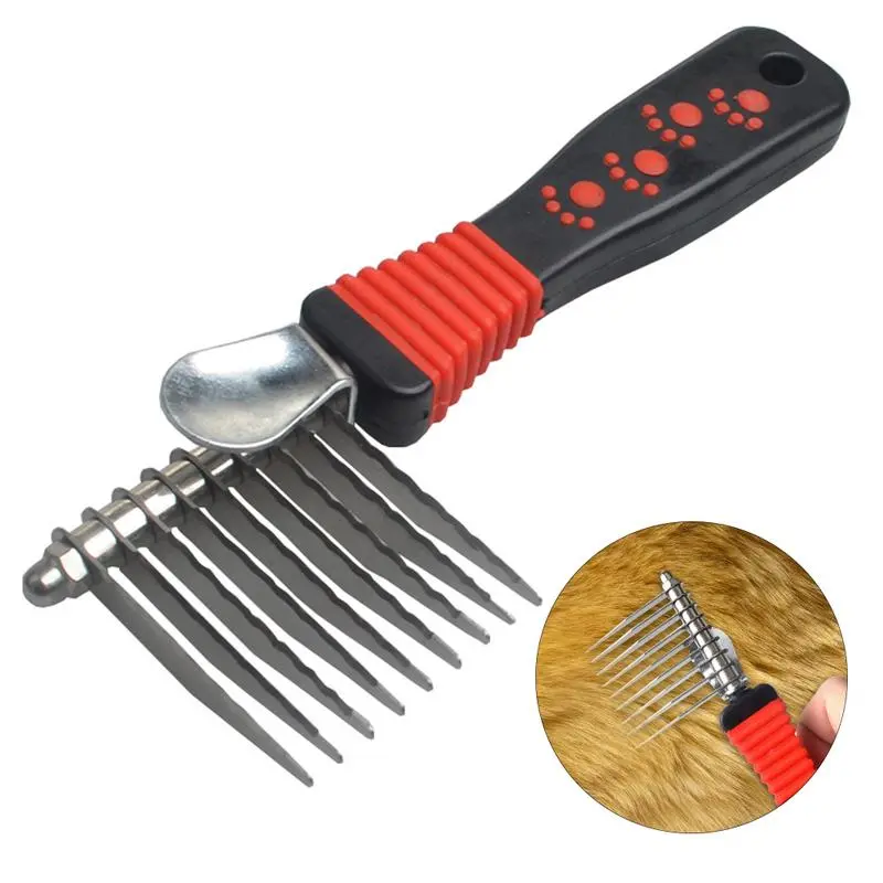 Pet dog hair removal comb - Red