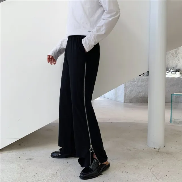 High cut wide leg pants for men and women Black - Shop at LoveMi