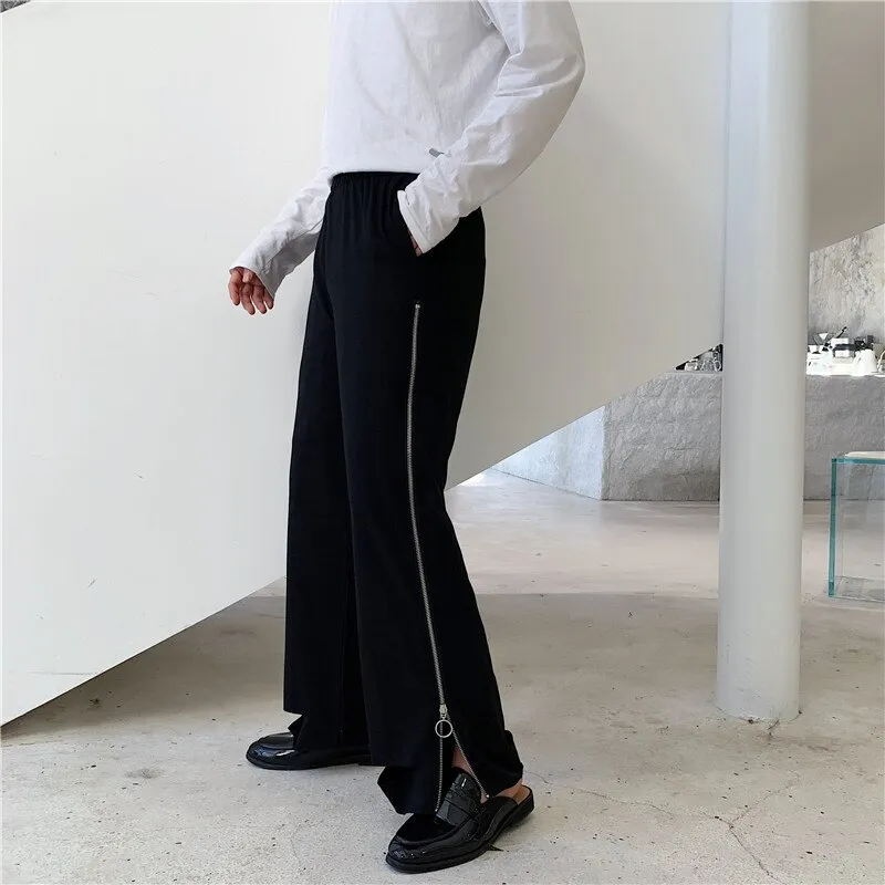 High-cut wide-leg pants for men and women - Black