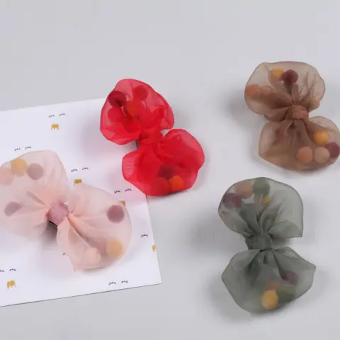Children's Hair Accessories Net Yarn Colored Hairpins