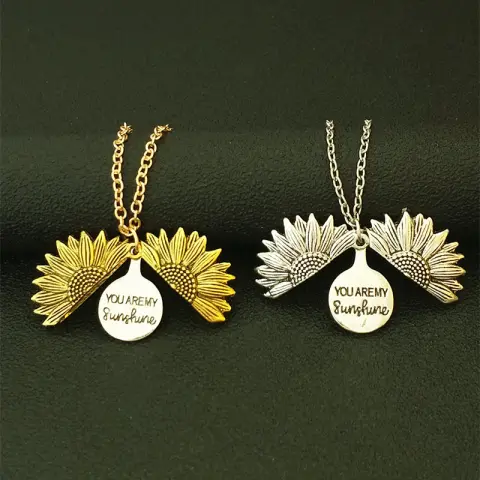 Sunflower Double Lettering Necklace