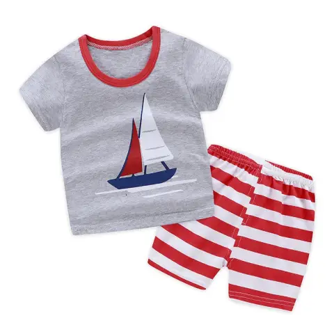 Printed Striped Cotton Two-piece Home Service