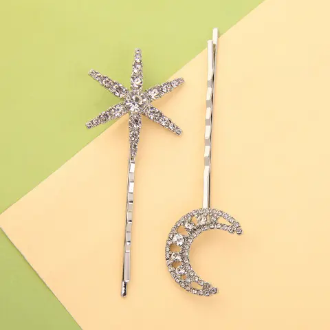 Long Stars and Moon Hair Clips