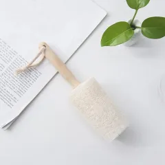 Natural Loofah Bottle Cup Brush Wooden Handle - Beige - View 1