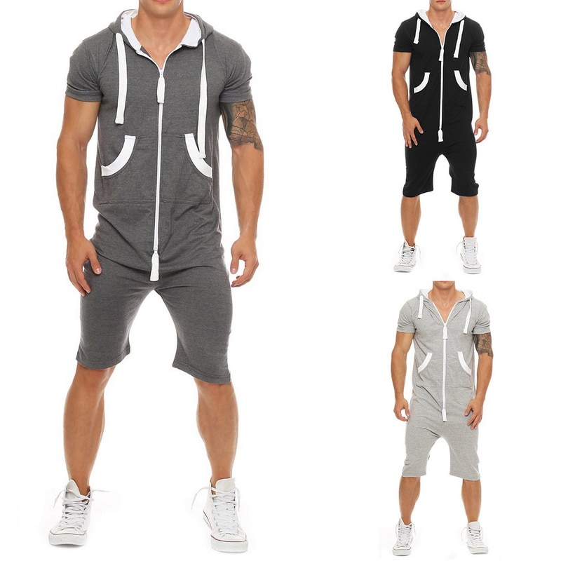 Men's Slim Fashion Short Sleeve Jumpsuit