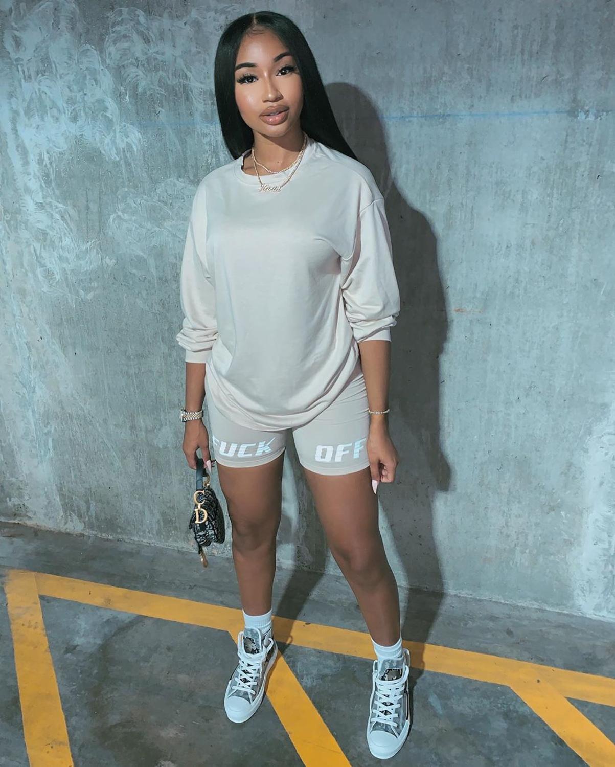 Women's Letter Offset Casual Two-Piece Set