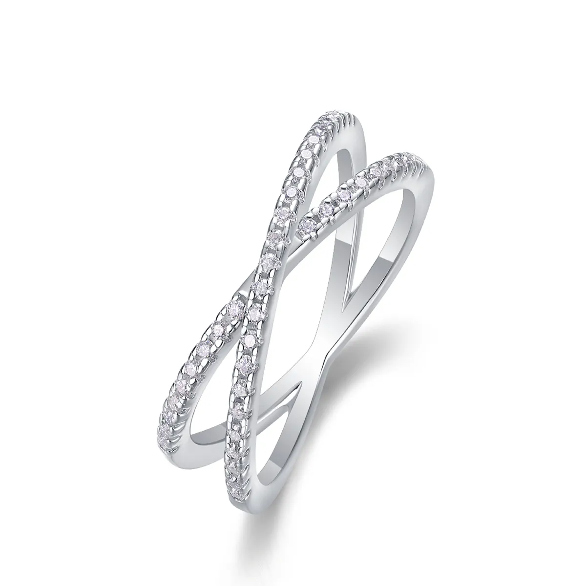 S925 Silver 3.1g Platinum Plated Moissanite Criss