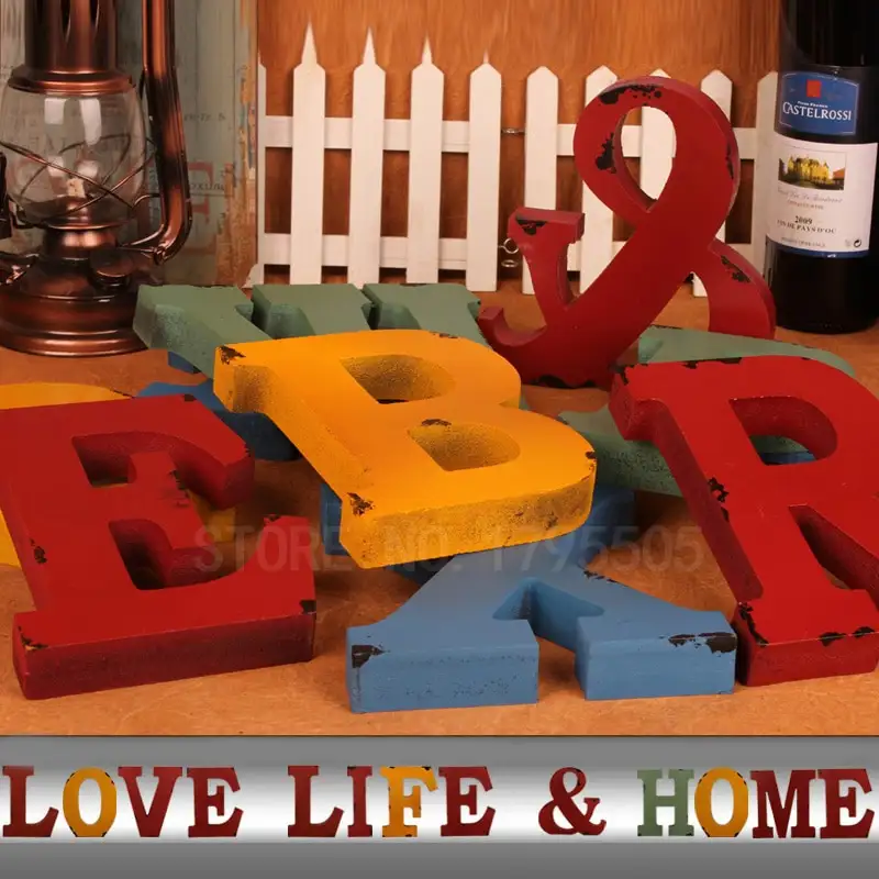 Creative retro wooden alphabet decoration ornaments