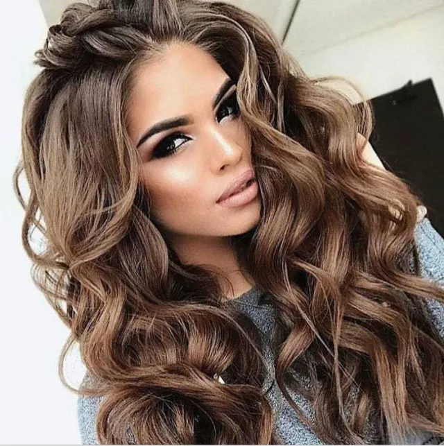 Long curly gradient rose net fake headgear Photo Color - Shop at LoveMi