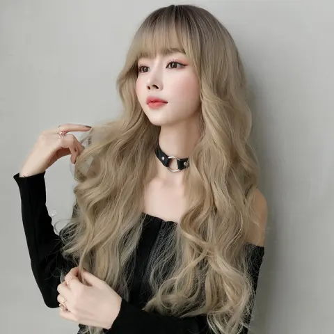 Golden Big Wavy Wig