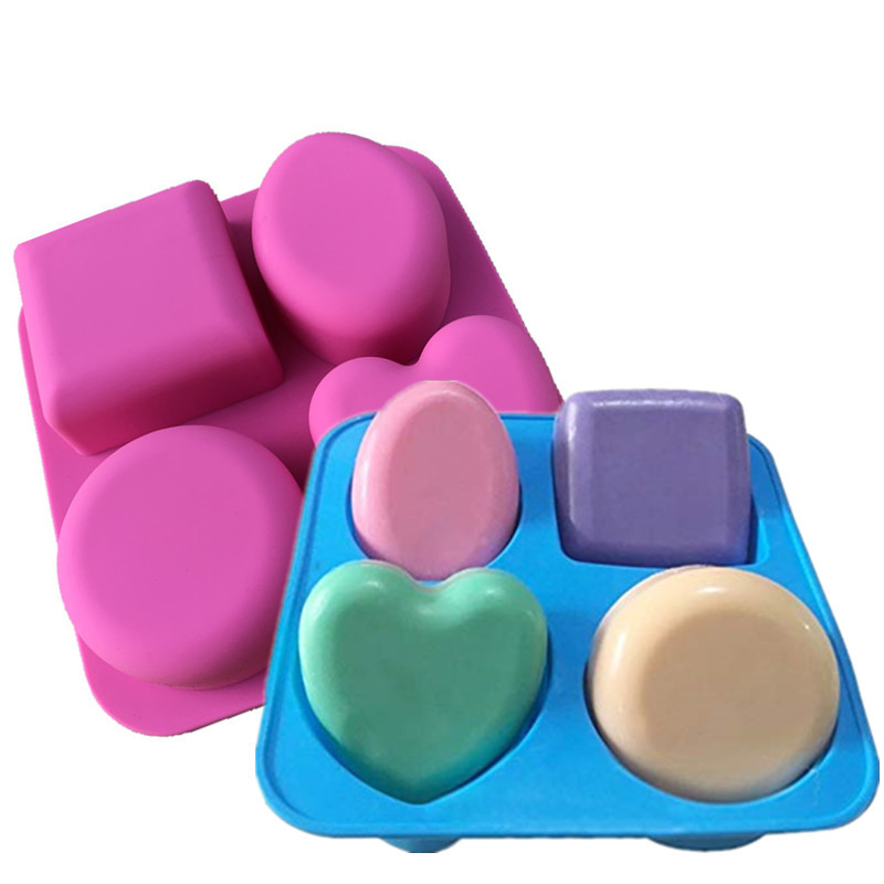 4 Heart-shaped Oval Square Handmade Soap Mold